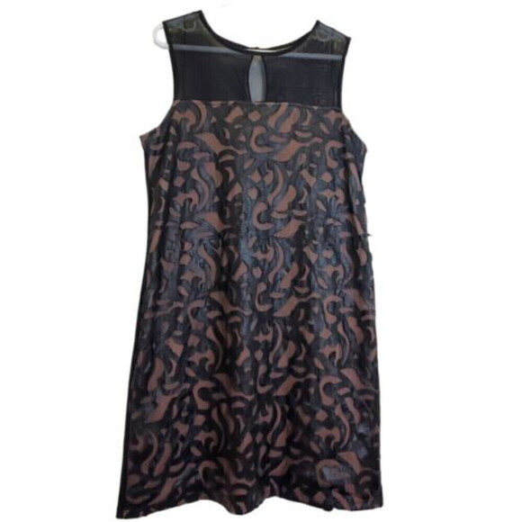 Laura Canada Shift Dress With Cutout Faux Leather Lace Pattern - Picture 1 of 9